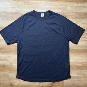 Reigning Champ Shirt Mens Large Navy Blue Ribbed Jersey Short Sleeve Casual Gym